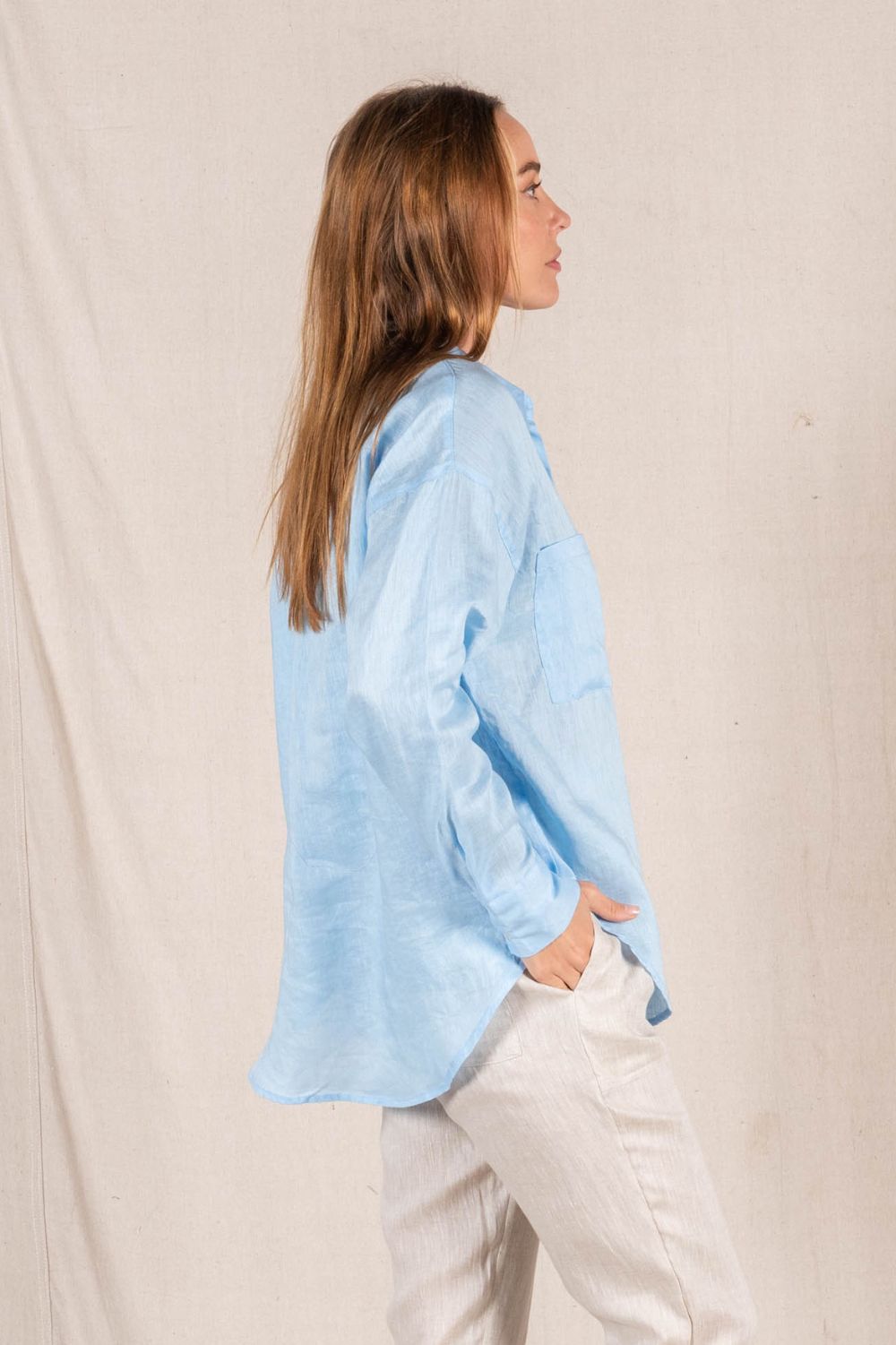 Fashion Express Millie Linen Shirt | Ice Blue_Silvermaple Boutique