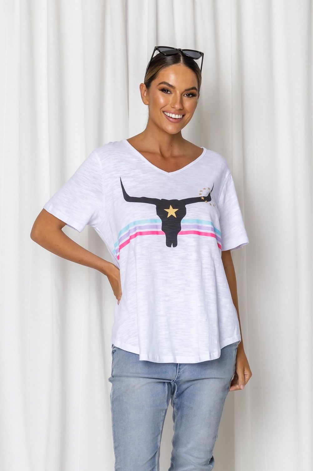 Fashion Express Harley Steer Tee | White_Silvermaple Boutique