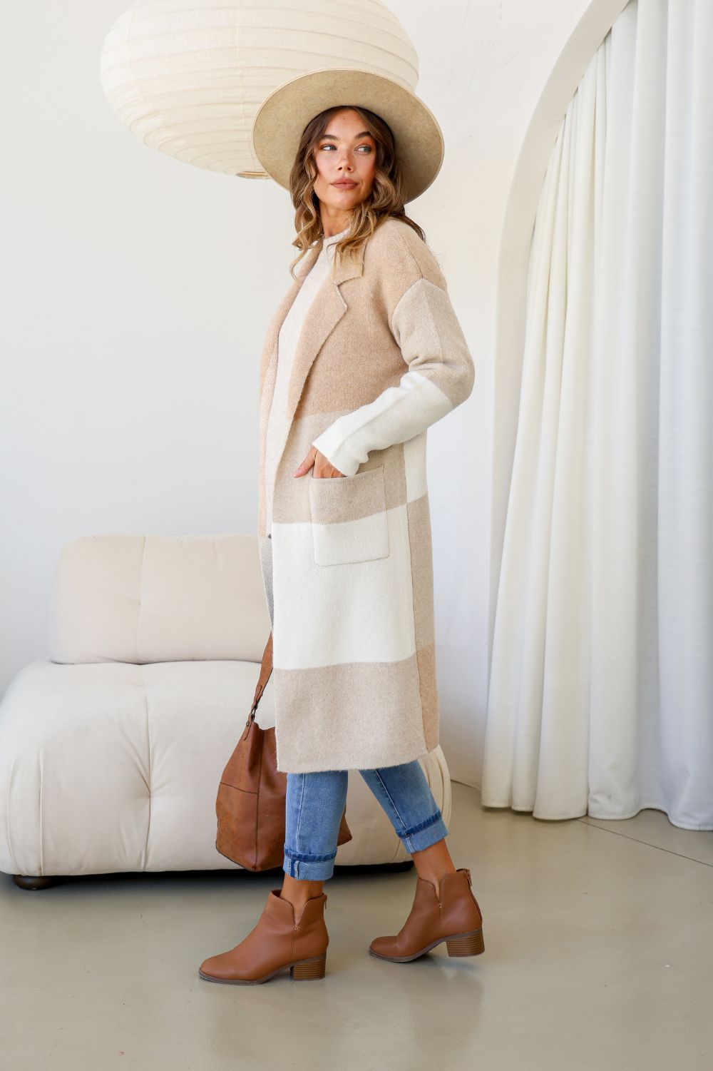 Fashion Express 5th Avenue Patchwork Coatigan | Tan/Latte_Silvermaple Boutique