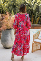 Fashion Express Sarah 3/4 Sleeve Midi Dress | Pink Multi_Silvermaple Boutique