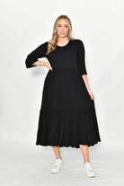 Fashion Express Tiered Jersey Long Dress | Black_Silvermaple Boutique