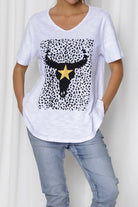 Fashion Express Dillan Steer Tee | White Leopard_Silvermaple Boutique