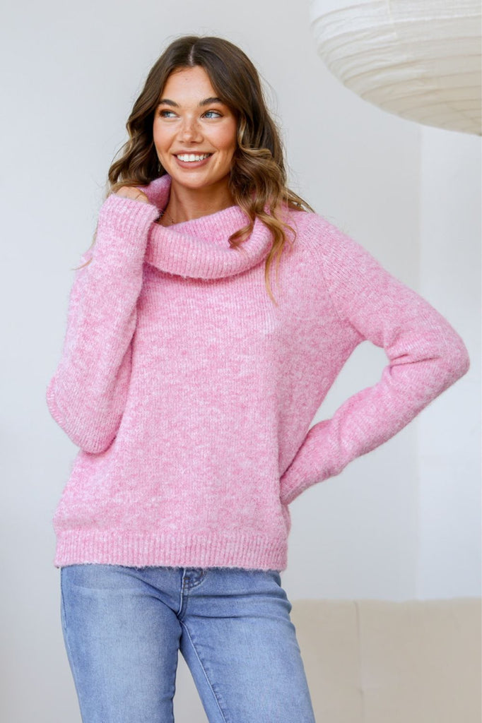 Fashion Express Cowl Neck Knit | Pink_Silvermaple Boutique
