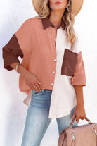 Fashion Express Contrast Patch Pocket Shirt | Dusty Pink_Silvermaple Boutique