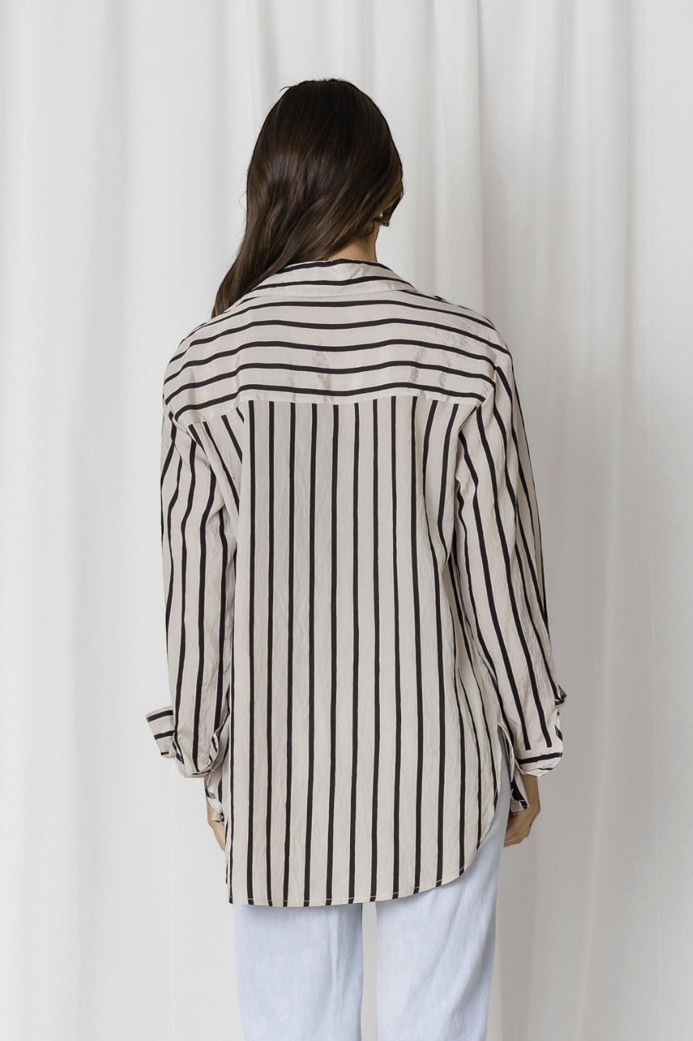 Fashion Express Solace Stripe Relaxed Shirt | Taupe/Black_Silvermaple Boutique