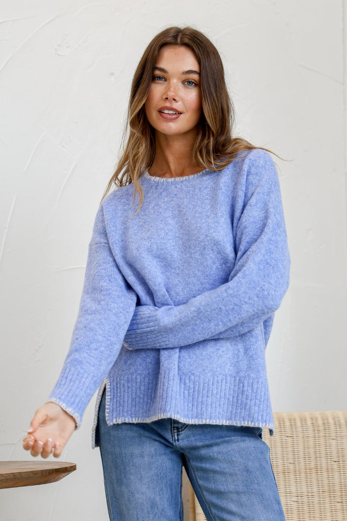 Fashion Express Blanket Stitch Canyon Knit | Blue_Silvermaple Boutique