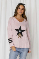 Fashion Express Nova Star Sequin Long Sleeve Top | Blush_Silvermaple Boutique