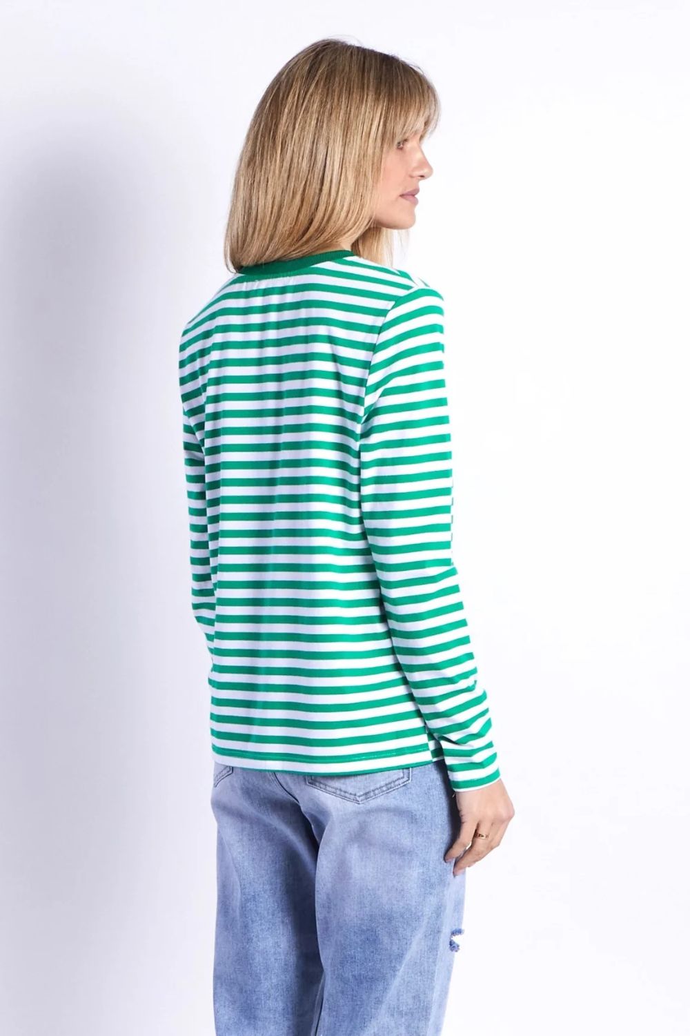 Fashion Express Brunswick Long Sleeve Top  | Green Stripes_Silvermaple Boutique