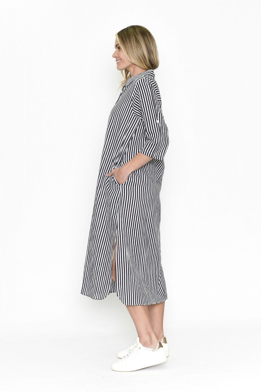 Fashion Express Sofia Shirt Dress | Navy Stripe_Silvermaple Boutique