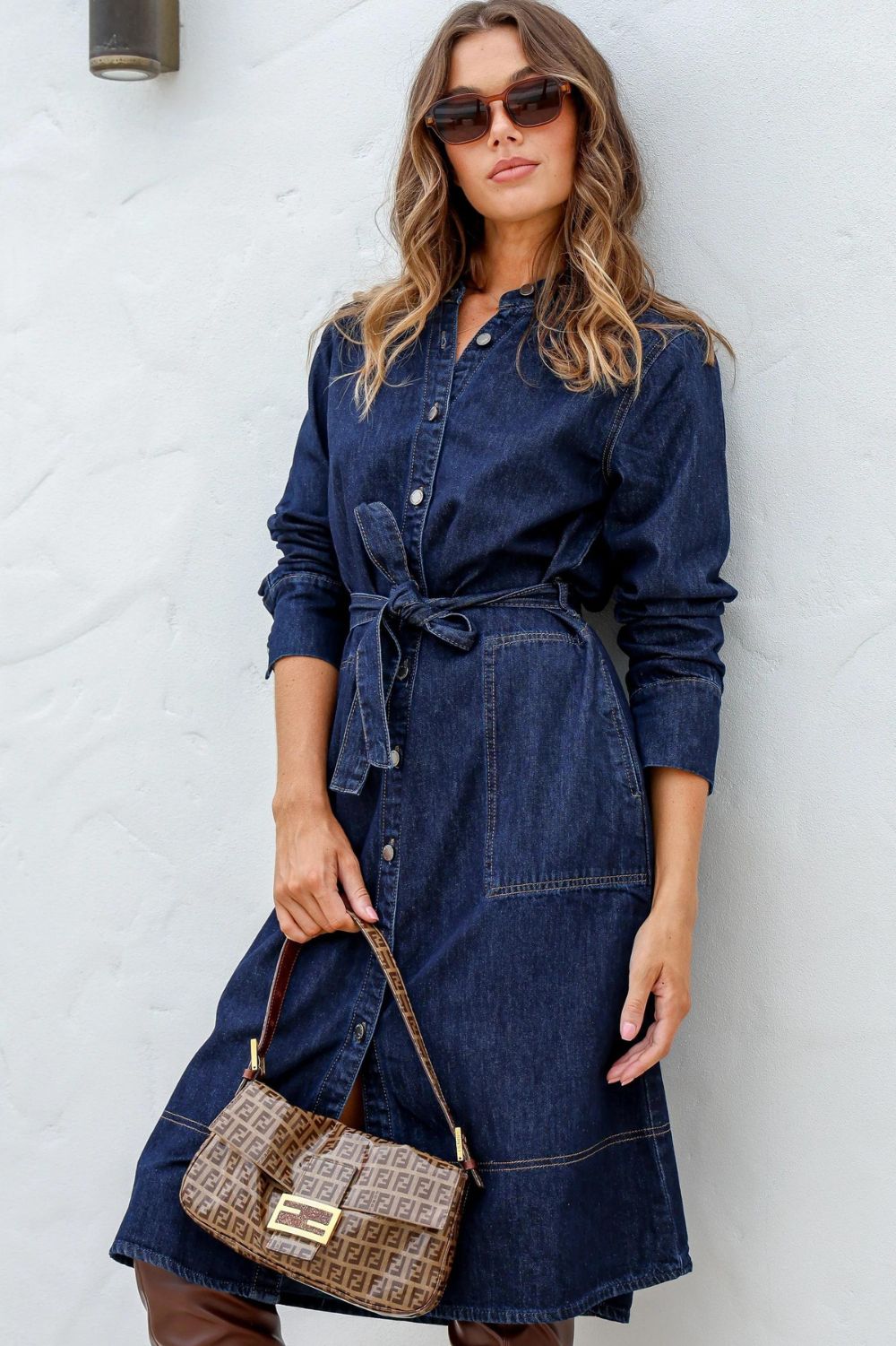 Fashion Express Presley Denim Midi Dress | Indigo_Silvermaple Boutique