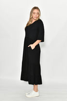 Fashion Express Tiered Jersey Long Dress | Black_Silvermaple Boutique