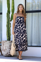 Fashion Express Hollywood Dress | Indigo Vintage Leaf_Silvermaple Boutique