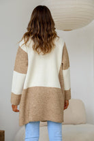 Fashion Express Dakota Colour Block Coatigan | Mocha/Winter White_Silvermaple Boutique