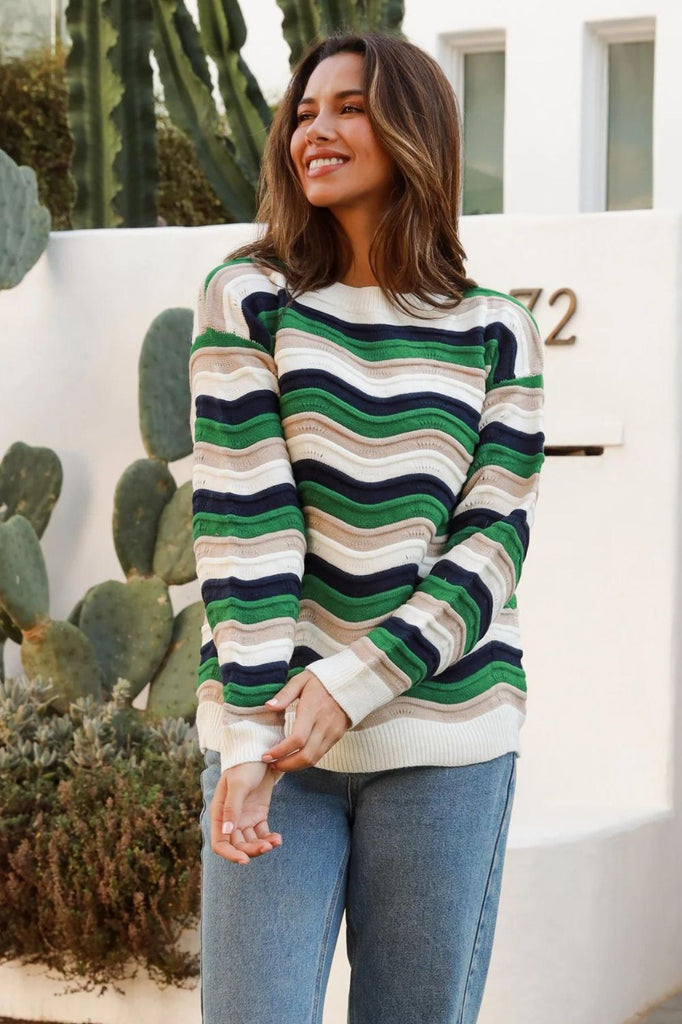 Fashion Express Luna Sweater | Green Multi_Silvermaple Boutique
