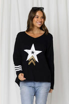 Fashion Express Nova Star Sequin Long Sleeve Top | Black_Silvermaple Boutique