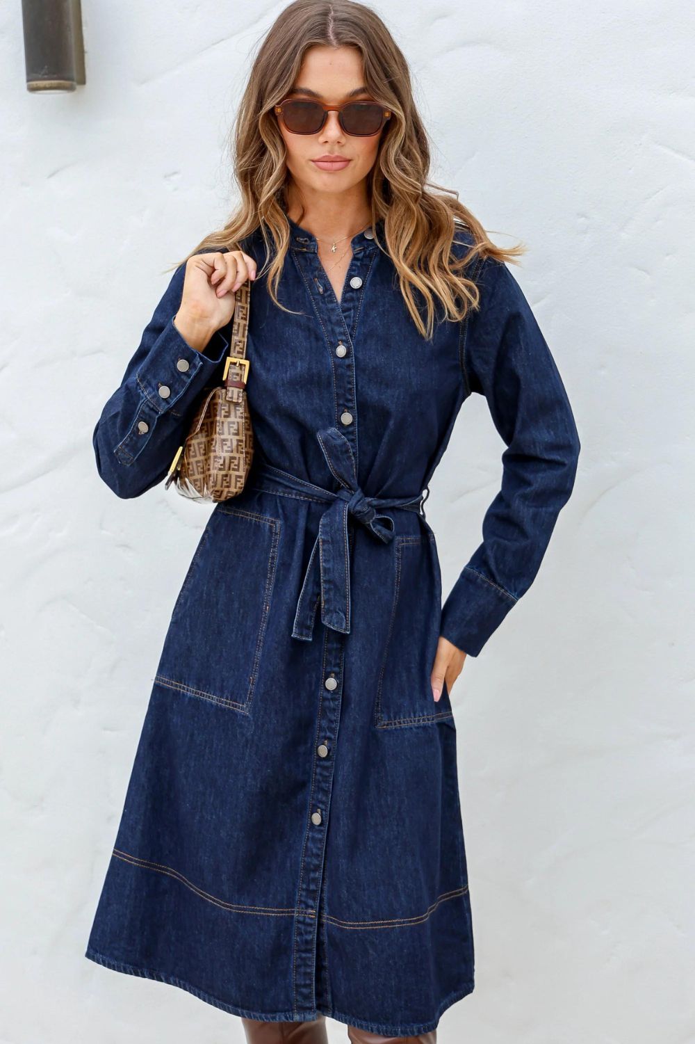 Fashion Express Presley Denim Midi Dress | Indigo_Silvermaple Boutique