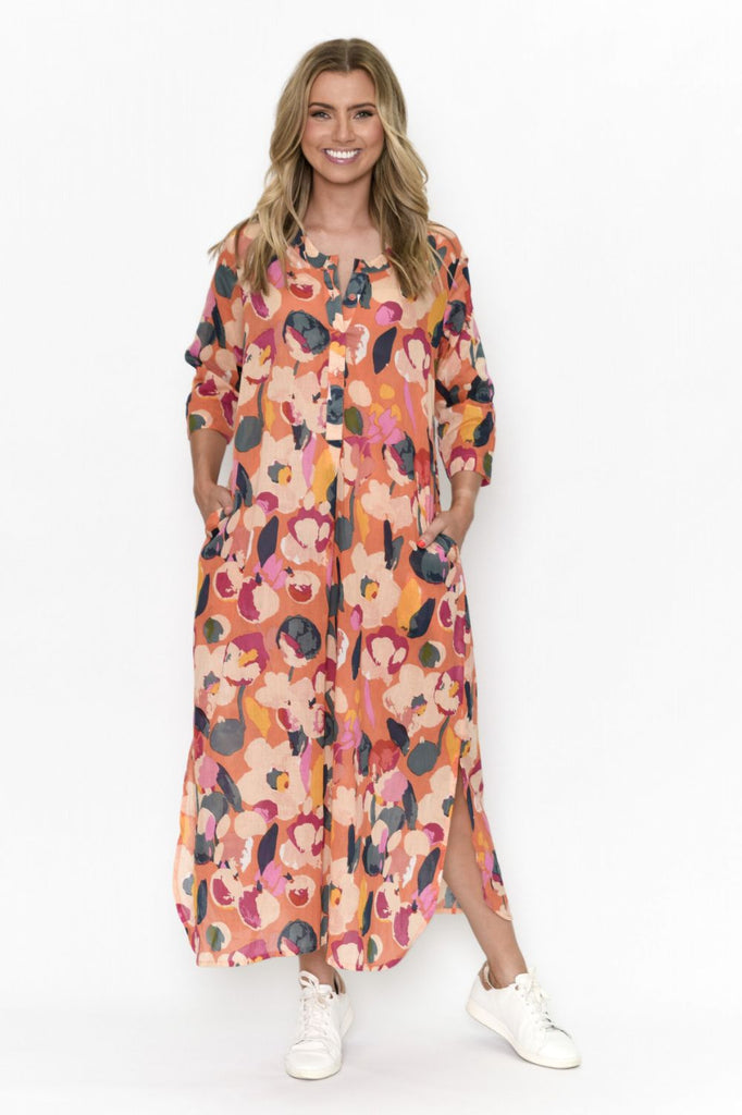 Fashion Express Melina Maxi Dress | Orange Floral _Silvermaple Boutique