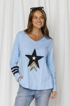 Fashion Express Nova Star Sequin Long Sleeve Top | Sky_Silvermaple Boutique