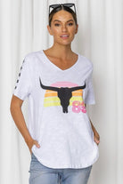 Fashion Express Calypso Steer Print Tee | White_Silvermaple Boutique