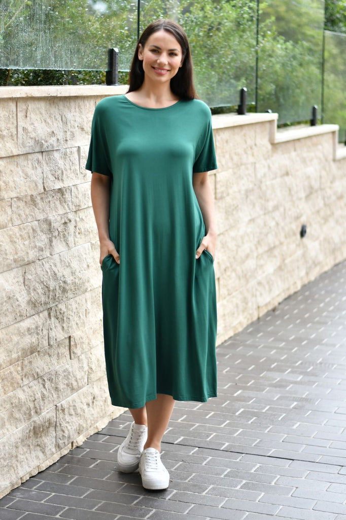 Fashion Express Basic Pocket Jersey Dress | Green_Silvermaple Boutique