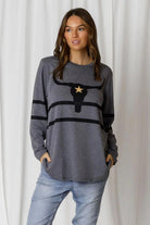 Fashion Express Jaydon Steer Long Sleeve Top | Slate_Silvermaple Boutique