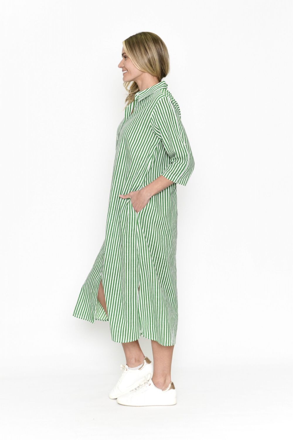 Fashion Express Sofia Shirt Dress | Green Stripe_Silvermaple Boutique