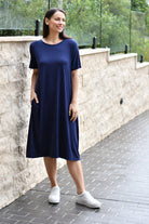 Fashion Express Basic Pocket Jersey Dress | Navy_Silvermaple Boutique