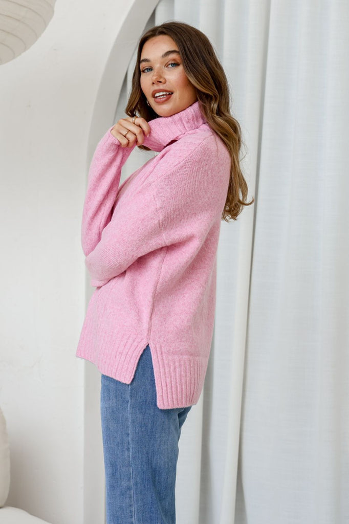 Fashion Express St Moritz Roll Neck Knit | Pink_Silvermaple Boutique