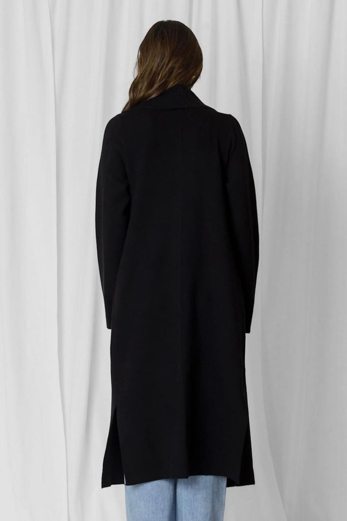 Fashion Express Adele Wide Collar Longline Coatigan | Black_Silvermaple Boutique