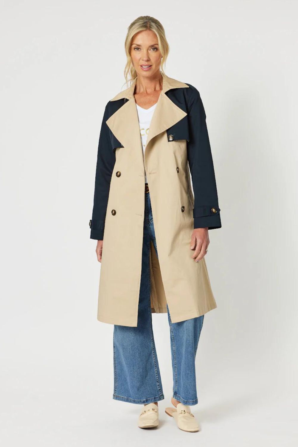 Gordon Smith Bree Trench Coat | Natural/Navy_Silvermaple Boutique