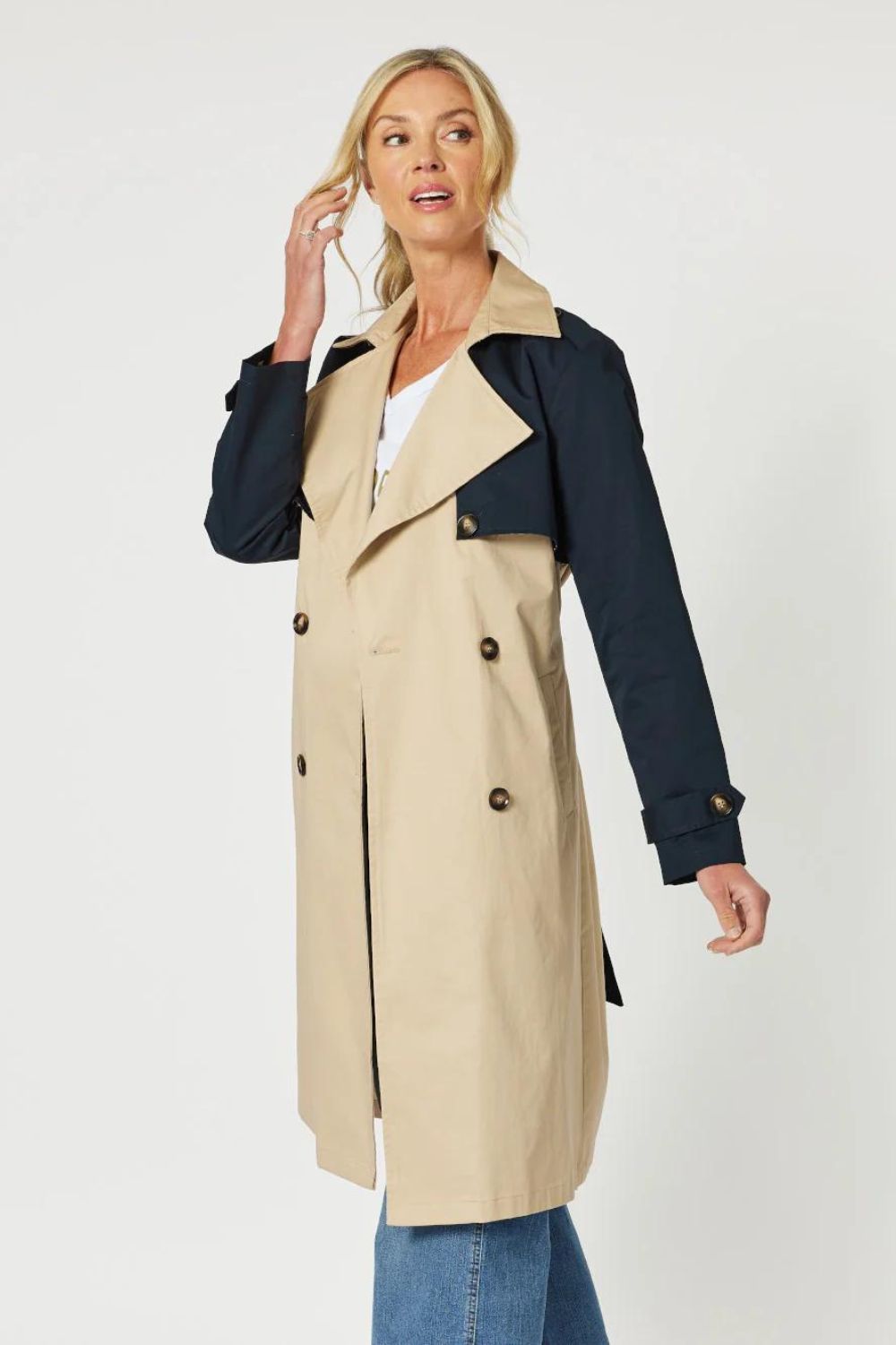 Gordon Smith Bree Trench Coat | Natural/Navy_Silvermaple Boutique