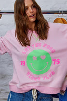 Hammill & Co Smiley Washed Sweat | Baby Pink_Silvermaple Boutique