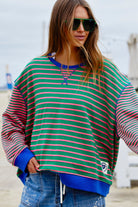 Hammill & Co Retro Stripe Sweat | Green/Pink_Silvermaple Boutique