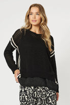 Hammock & Vine Ally Stripe Trim Jumper | Black_Silvermaple Boutique