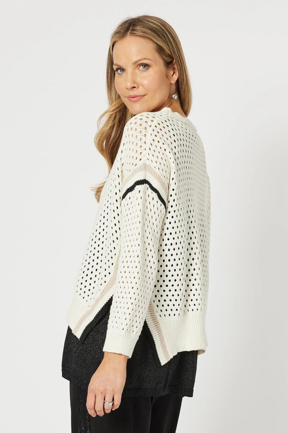 Hammock & Vine Ally Stripe Trim Jumper | Ivory_Silvermaple Boutique