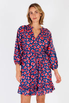 Ibisa Seattle Frill Dress | Blue Leopard_Silvermaple Boutique