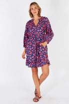 Ibisa Seattle Frill Dress | Blue Leopard_Silvermaple Boutique