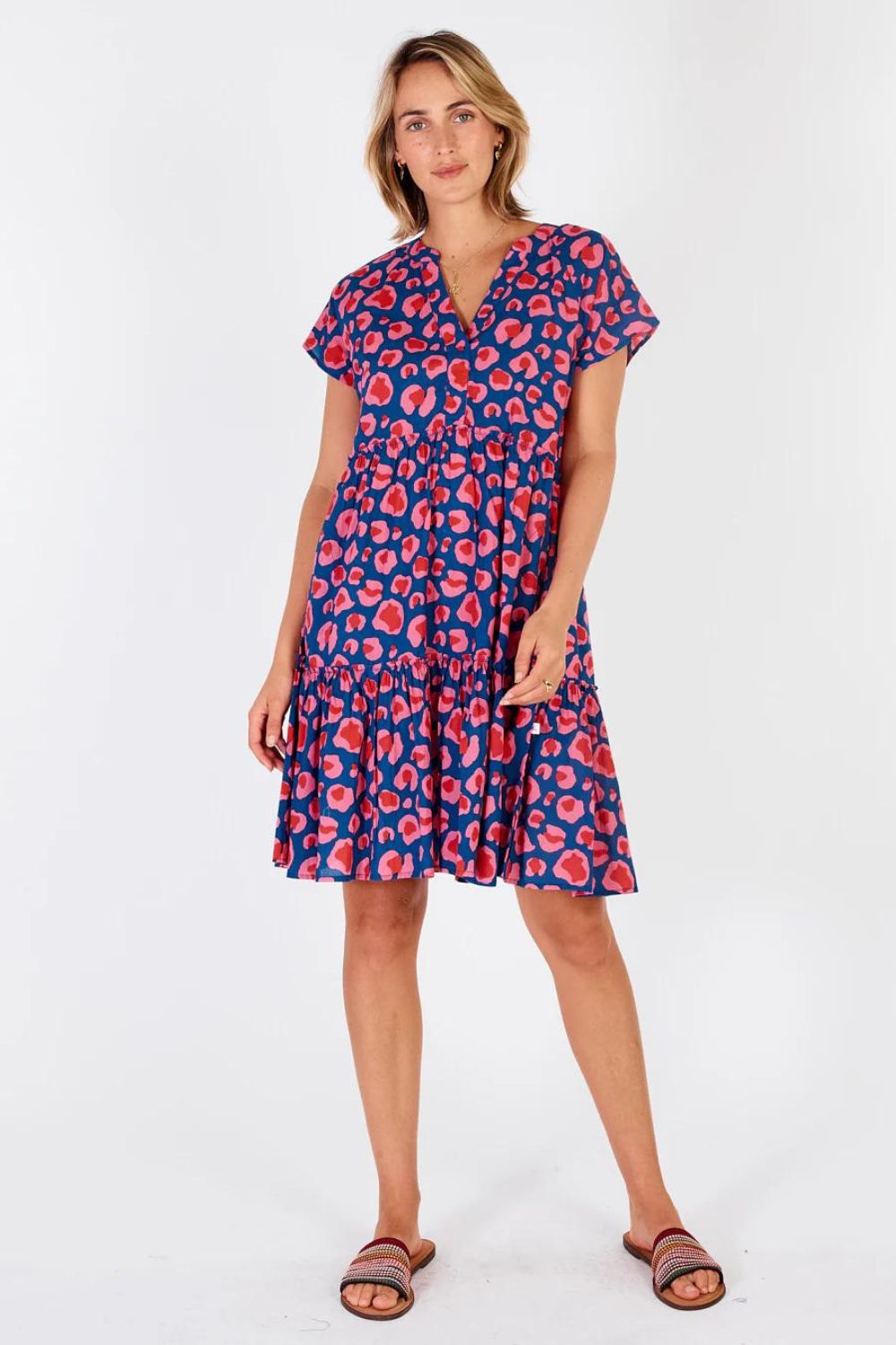 Ibisa Seattle Tiered Frill Dress | Blue Leopard_Silvermaple Boutique