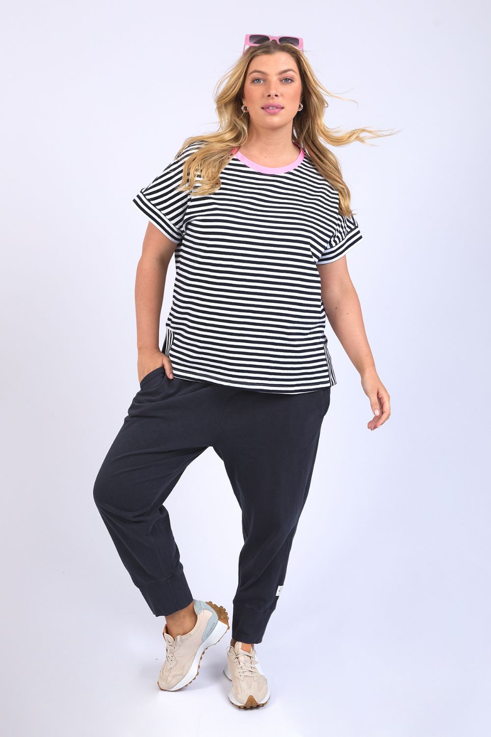 Elm Lifestyle Jarrah Stripe Tee | Navy/White Stripe_Silvermaple Boutique