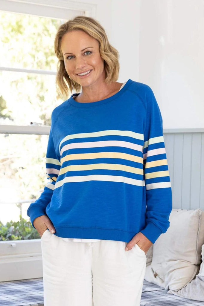 Jovie The Label Forever Sweater | Cobalt/Pastel Stripes_Silvermaple Boutique
