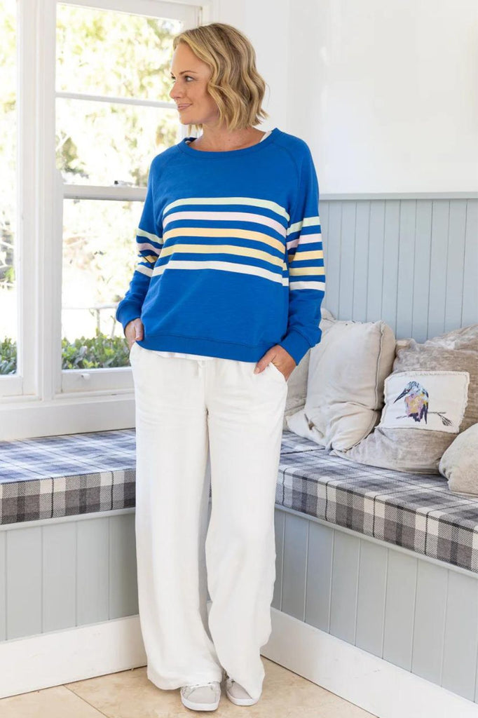 Jovie The Label Forever Sweater | Cobalt/Pastel Stripes_Silvermaple Boutique