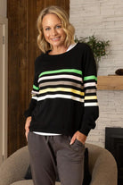 Jovie The Label Forever Sweater | Black/Pastel Stripes_Silvermaple Boutique