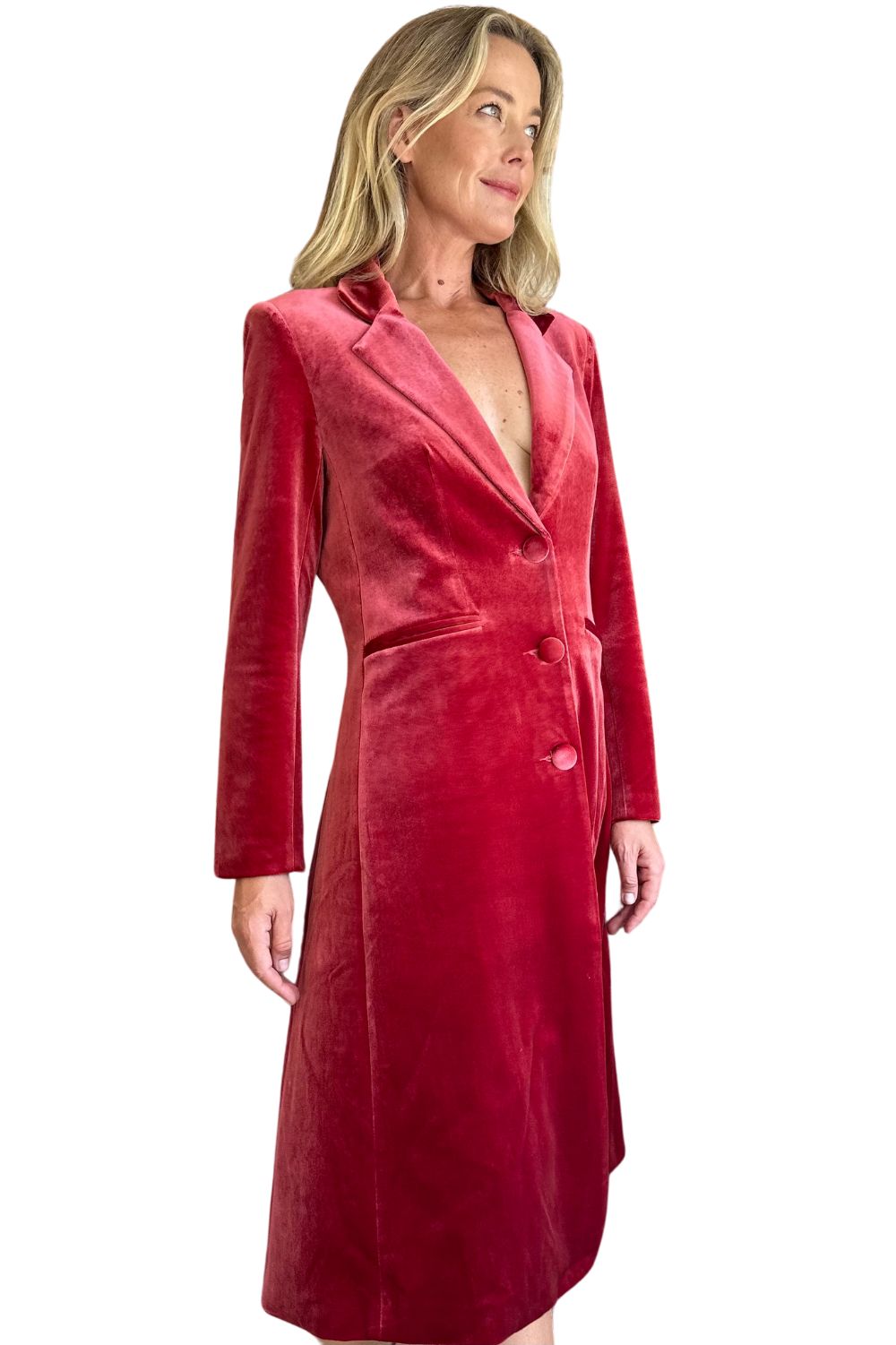 Kamare Surry Velvet Coat | Coral_Silvermaple Boutique