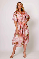 La Strada Amara Shirt Dress | Pink/Olive Floral_Silvermaple Boutique