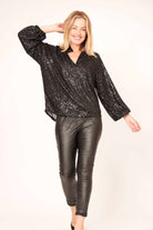 La Strada Phoebe Bling Blouse | Black_Silvermaple Boutique