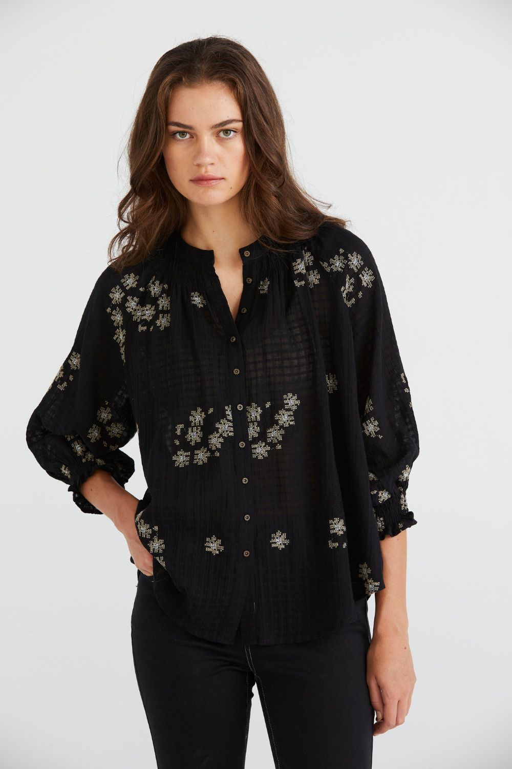 Lania Flora Shirt | Black_Silvermaple Boutique