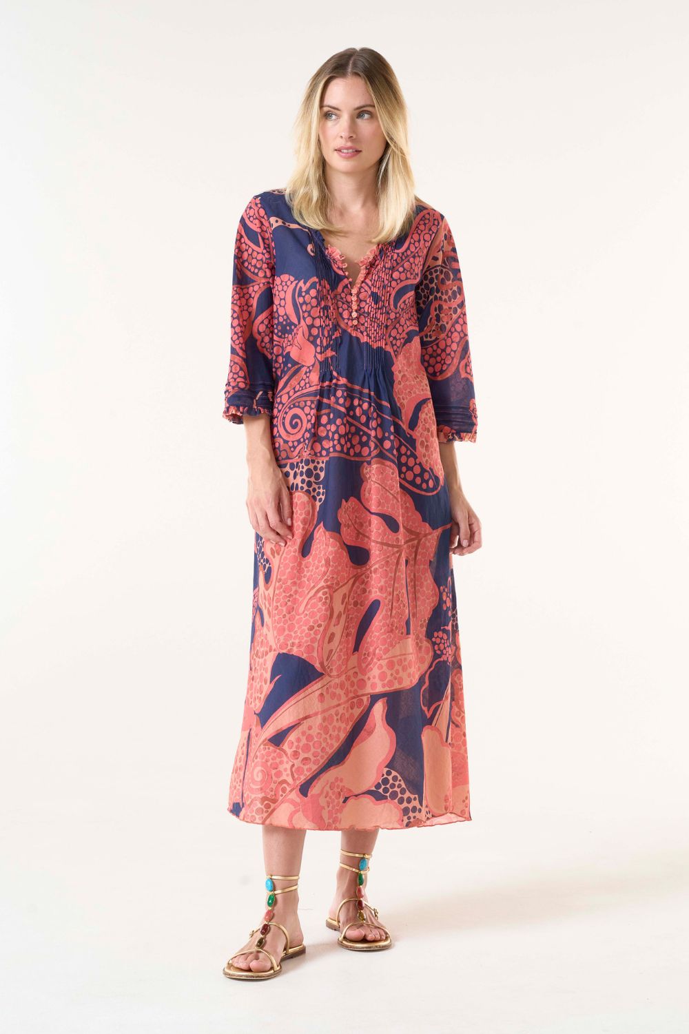 Oneseason Long Poppy Dress | Portofino | Coral_Silvermaple Boutique