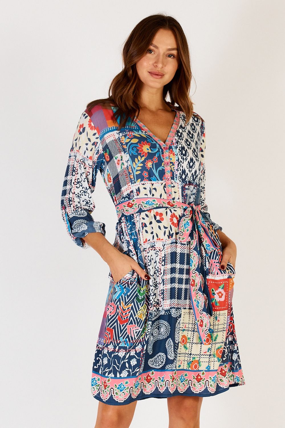 Lula Life Birdie Shirt Dress | Navy Multi_Silvermaple Boutique