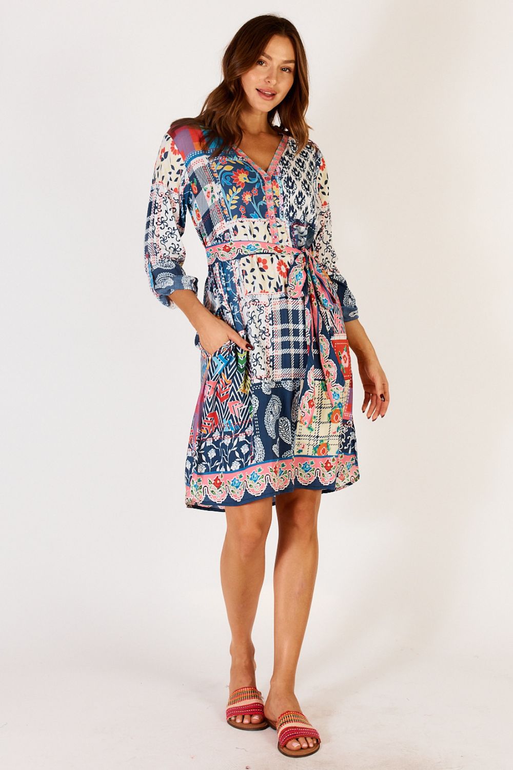 Lula Life Birdie Shirt Dress | Navy Multi_Silvermaple Boutique