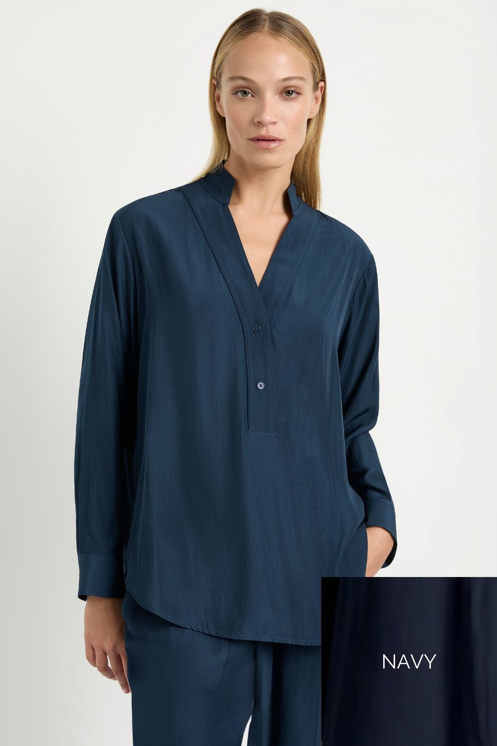 Mela Purdie Flute Blouse | Navy_Silvermaple Boutique